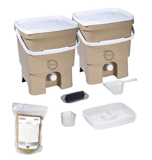 Starter Kit Bokashi compostiera 2 sechi Organko e attivatore 2kg